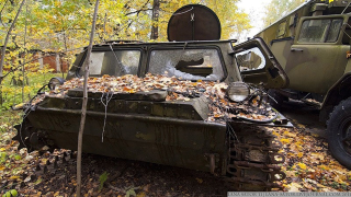 Illustration for article titled Excellent pictures of abandoned Russian military vehicles found in the woods
